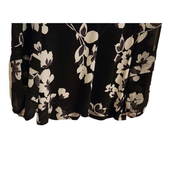 Calvin Klein Blouse Romantic Sheer Sleeve Dressy Floral V Neck Size Medium - Picture 5 of 12